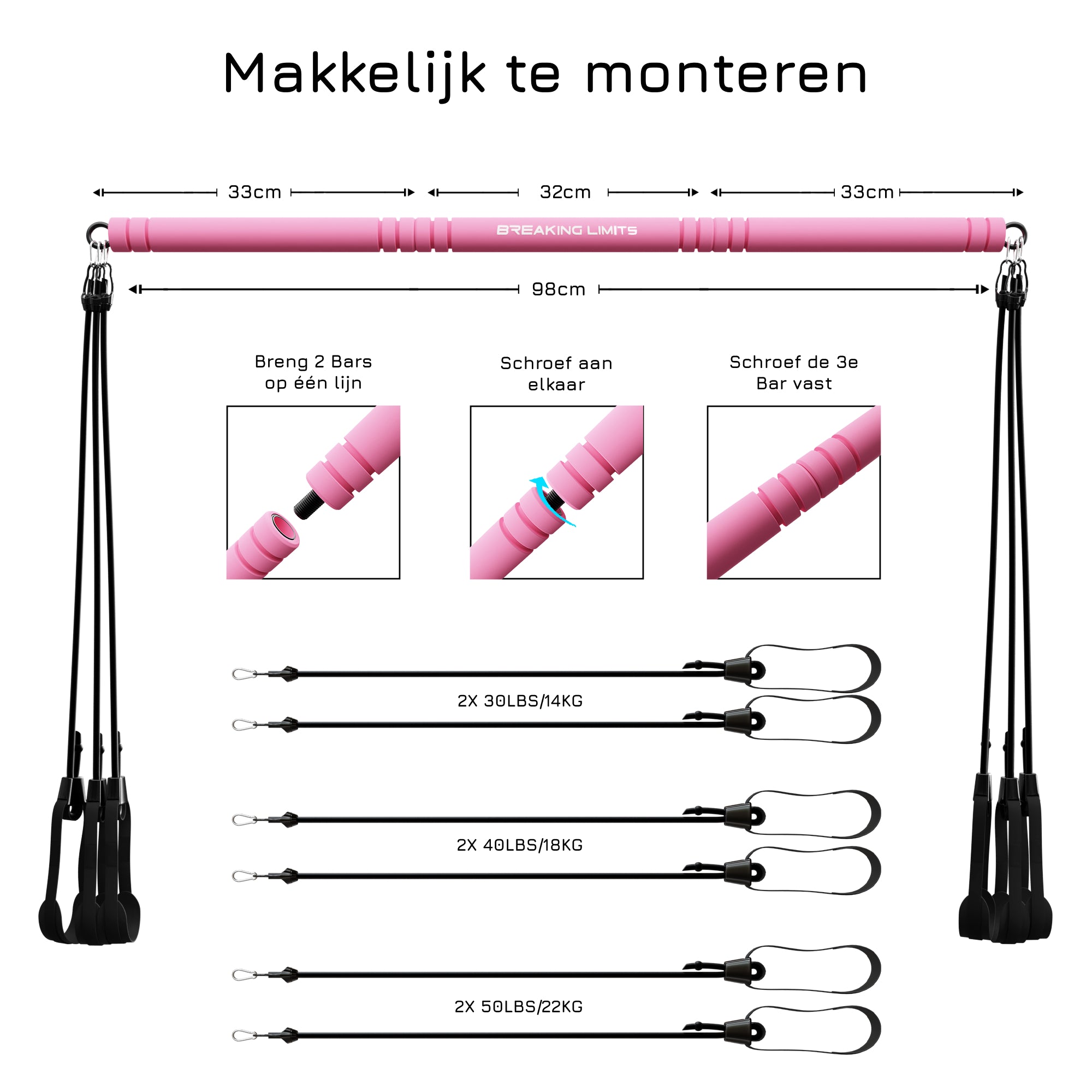 Pilates Bar Afmetingen #kleur_roze